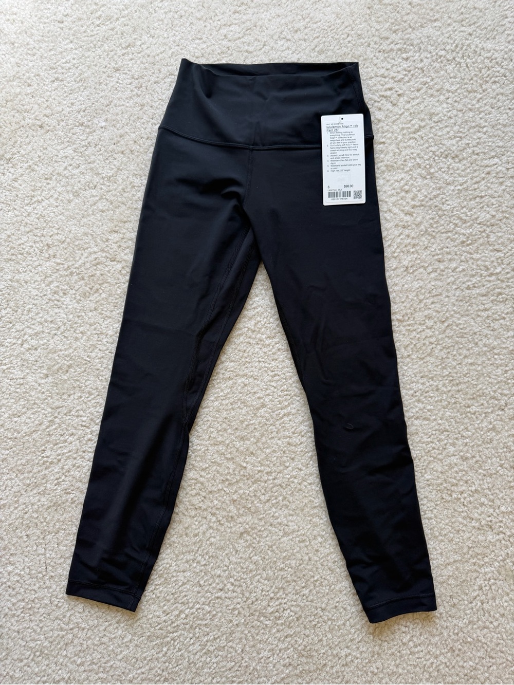 lululemon Align Pant High Rise 25" Black Leggings Size 6 NWT